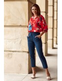 Pantaloni eleganti bleumarin cu sifon MP45120 - Magazin online - Boutique